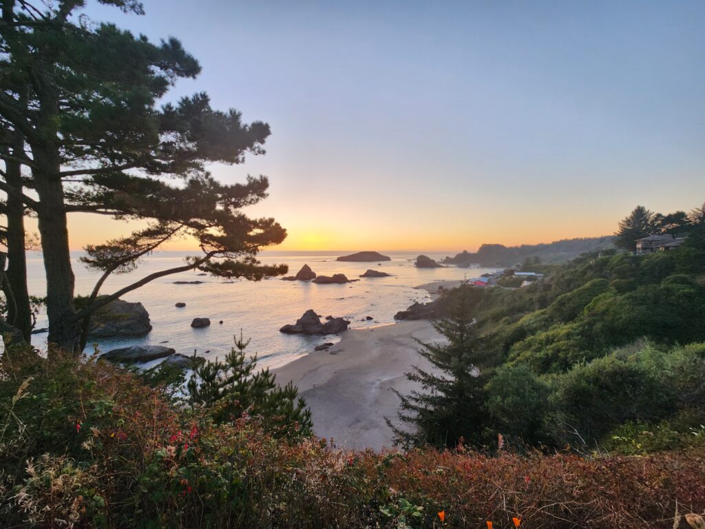 Watching the sun set in Brookings, Oregon