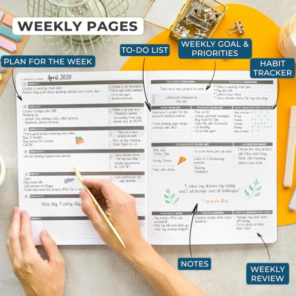 Clever Fox Planner PRO | Weekly & Monthly Undated Life Planner for Productivity & Goal-Setting - Image 4