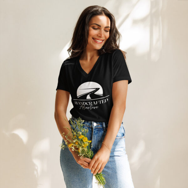 Handcrafted Adventure Women’s V-Neck T-Shirt | Soft, Stylish & Adventure-Ready