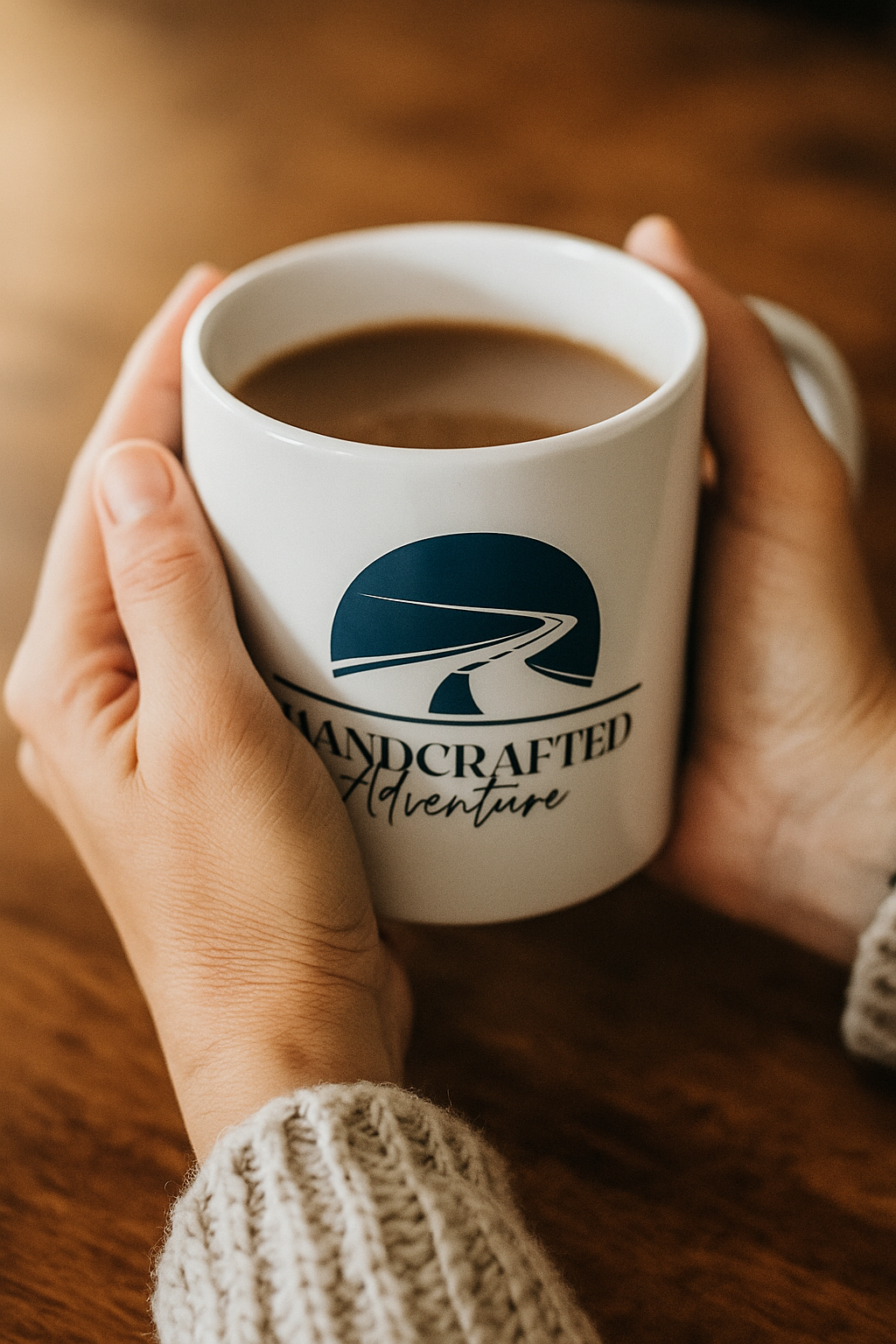 Cozy winter morning scene with a woman holding a warm mug before starting a simple holiday workout