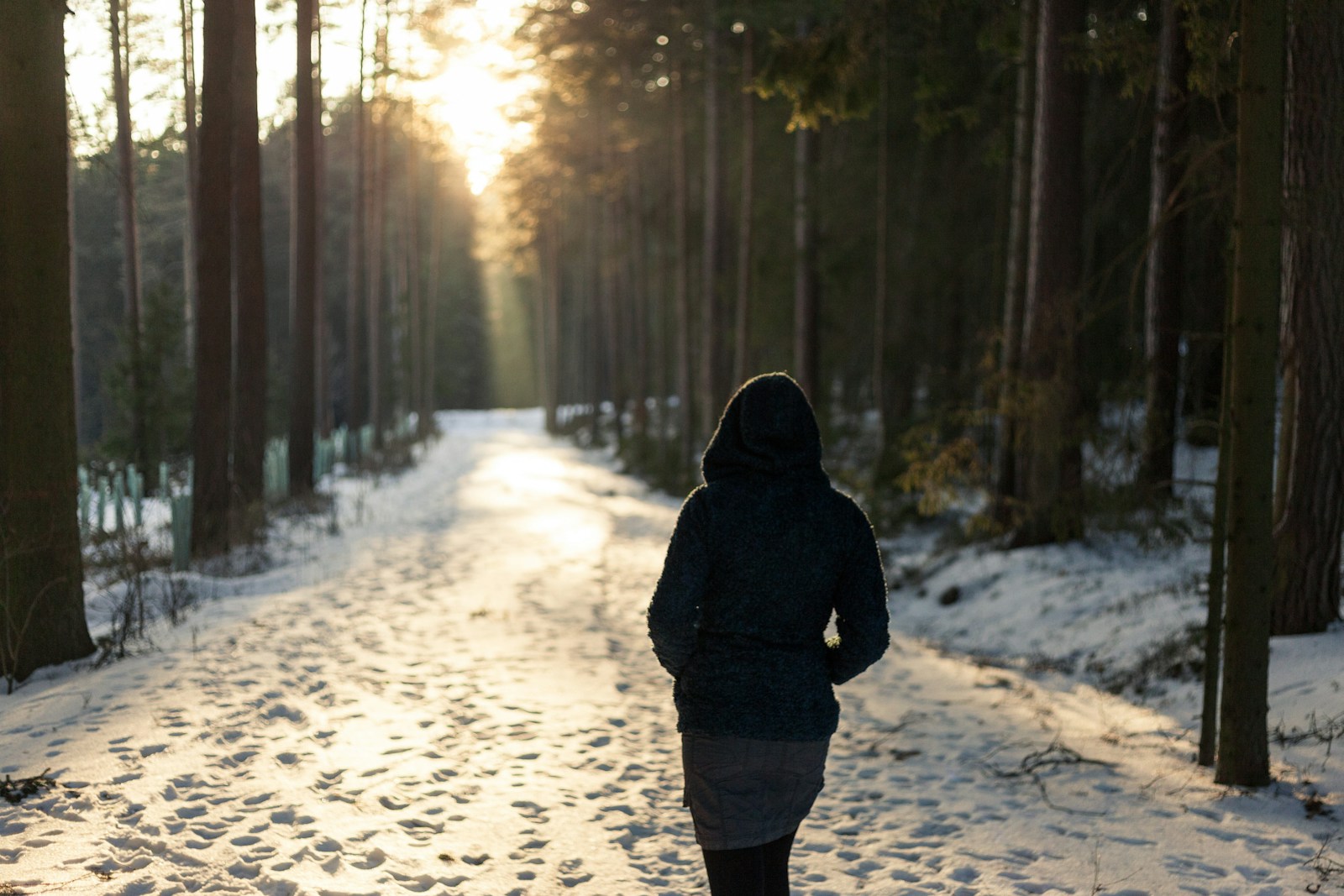A woman walking on a quiet winter trail, symbolizing small steps, clarity, and year-end reinvention.