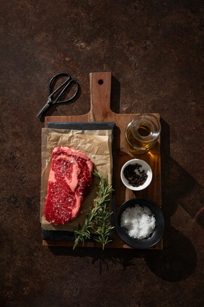 Simple protein-focused meal with beef, eggs, and shrimp for balanced holiday eating