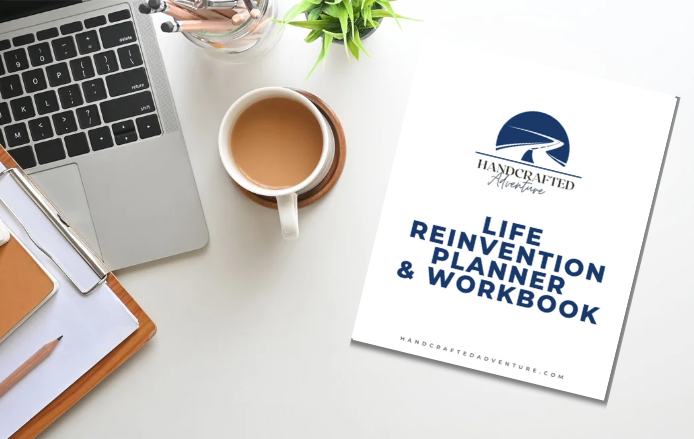 Life Reinvention Planner and Workbook on a desk