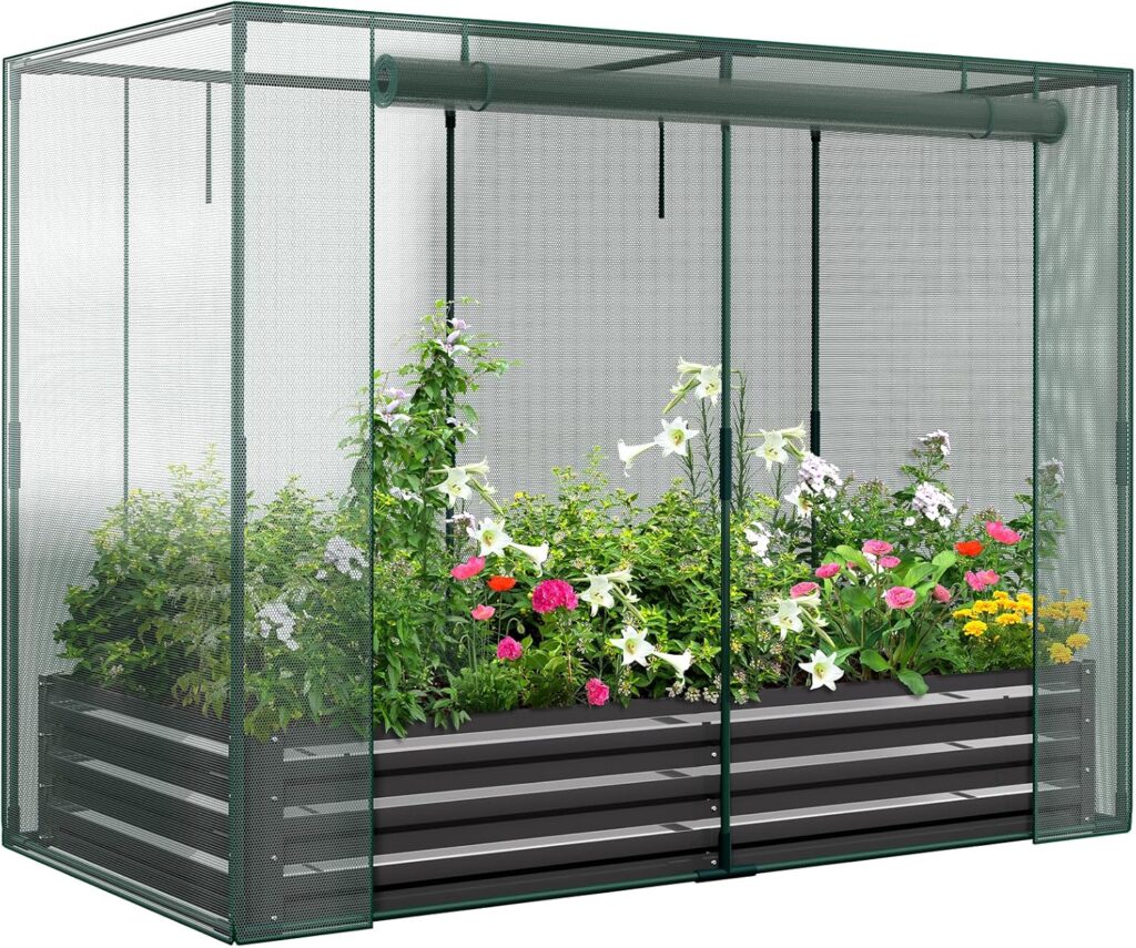 Raised Garden Bed with Mesh Cover